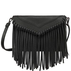 Women's PU Leather Hobo Fringe Crossbody Tassel Purse Vintage Small Handbag